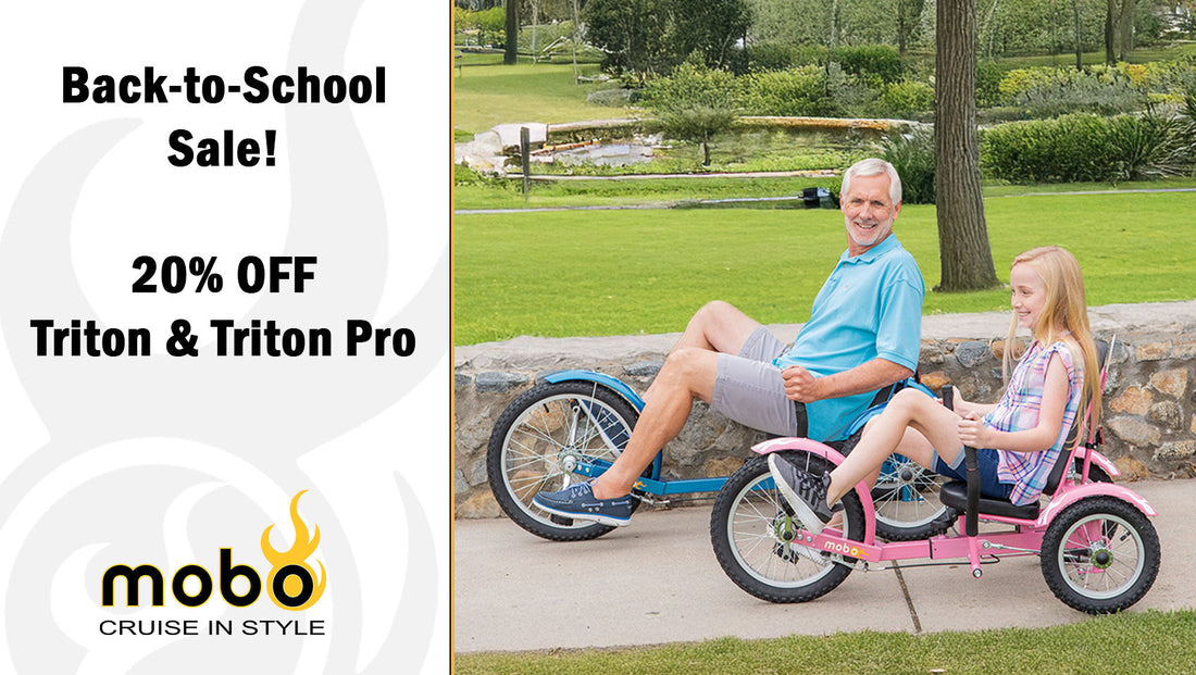 Back-to-School Sale: 20% Off Mobo Triton & Mobo Triton Pro Recumbent Tricycles